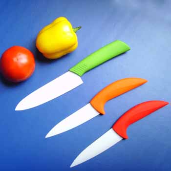 color curved handle ceramic knife 